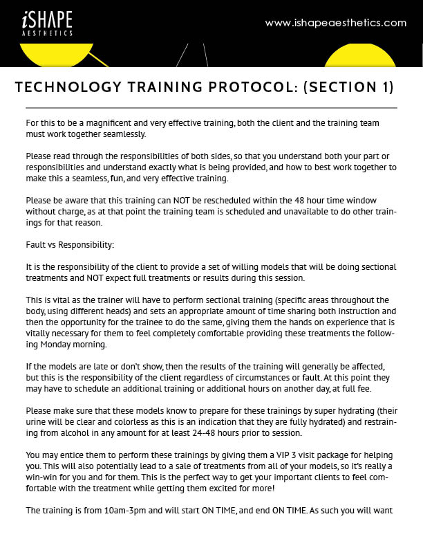 Training Protocols iShape Aesthetics